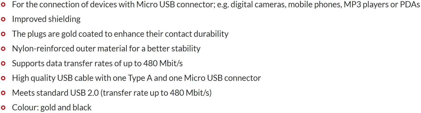 כבלים USB ROLINE GOLD MICRO USB